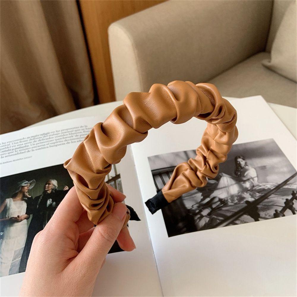 Băng Đô Cài Tóc Chất Liệu Da PU Phong Cách Retro MIHAN1