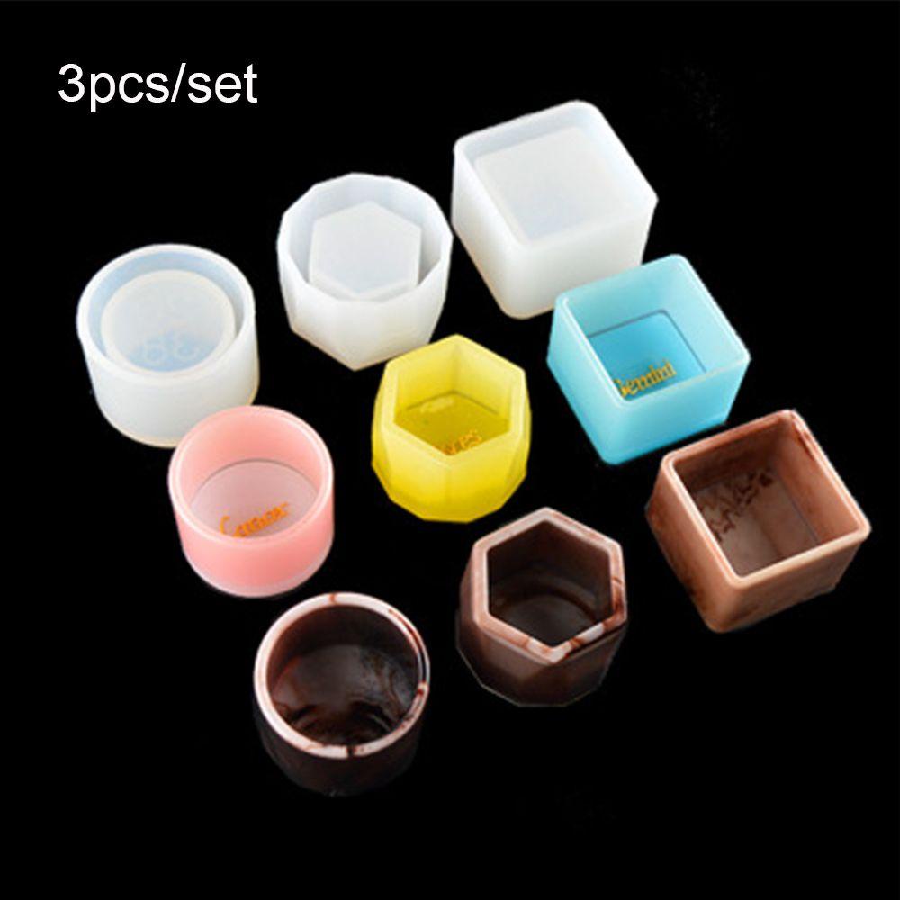 Set 3 Dụng Cụ Làm Bánh Tiện Dụng|Khuôn Làm Chậu Cây Hình Lục Giác Bằng Nhựa Resin Thủ Công