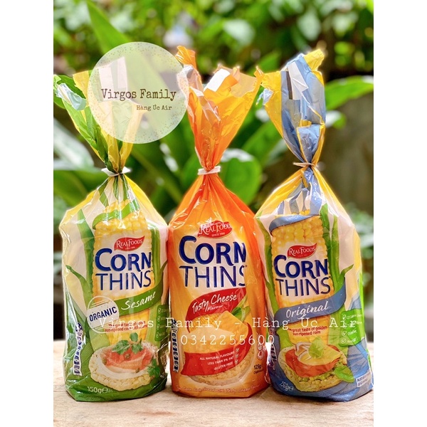 RealFoods Corn Thins - Bánh ngô organic cho người ăn kiêng, bé ăn dặm