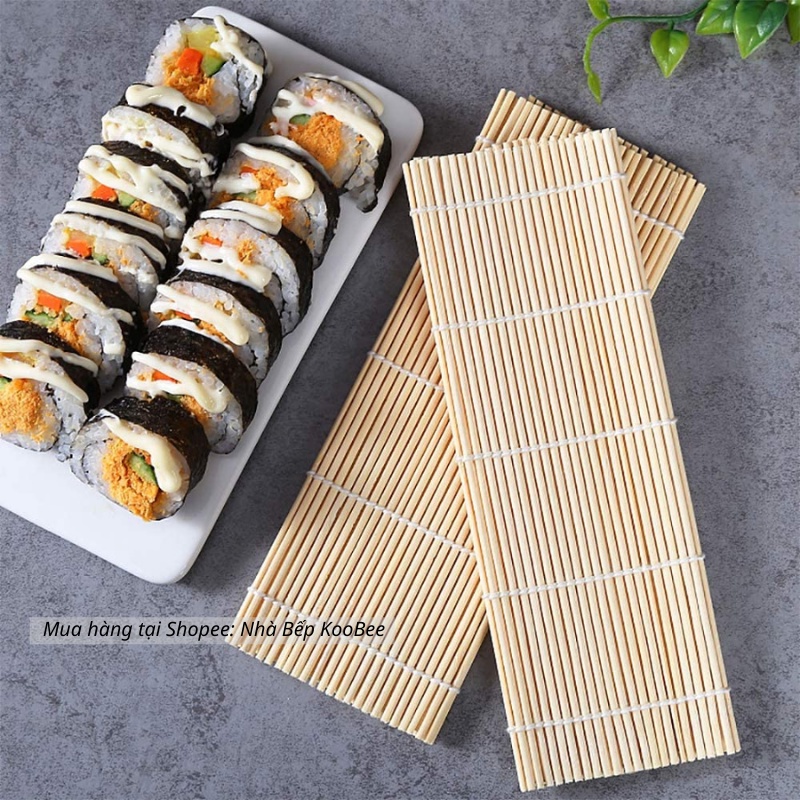 Mành tre cuộn cơm Kimbap Sushi lạt tròn - Phụ kiện trang trí chụp ảnh đồ ăn KooBee (BA03)