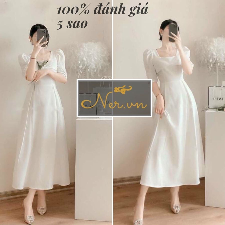 Đầm Dự Tiệc Hàng Thiết Kế NER (N119) Màu Trắng Cao Cấp Sang Trọng Mẫu Mới 2021