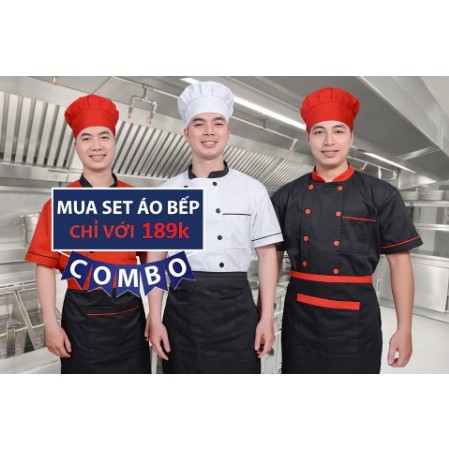 Bộ đồng phục đầu bếp nhà hàng khách sạn vải kaki đẹp