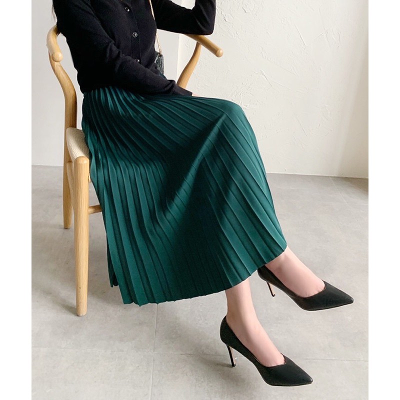 (sẳn) chân váy màu xanh rêu đậm (pleated skirt) | BigBuy360 - bigbuy360.vn