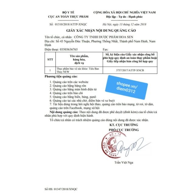 Tiêu Ban Thủy (150ml)