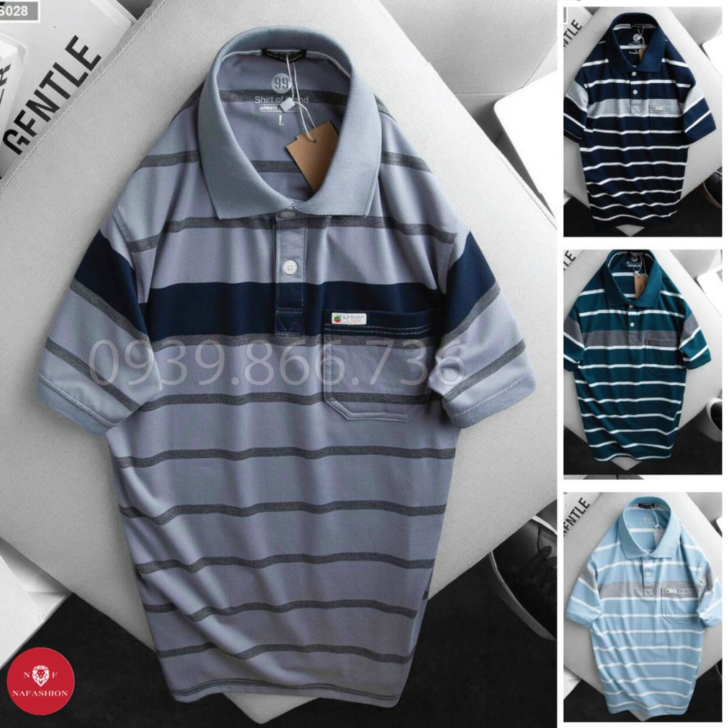 Áo Polo nam cổ bẻ phối có túi trung niên BIG SIZE vải cá sấu Cotton xuất xịn,chuẩn form,sang trọng-lịch lãm -POLO NAM