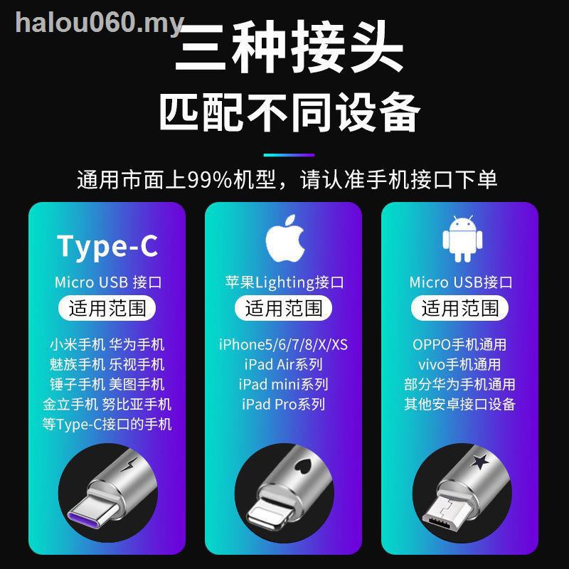 Dây Cáp Sạc Nhanh 5a Phát Quang Cho Android / Apple Huawei Oppo / Vivo Xiaomi