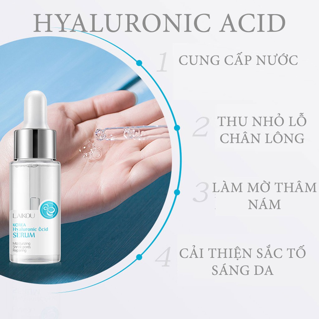 Tinh chất serum 17ml Hyaluronic Acid - NiacinaMide LAIKOU dưỡng ẩm phục hồi làn da làm sáng và mịn màng làn da