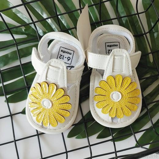 Giày sandal quai dán êm chân đính hoa hướng dương giả dễ thương cho bé gái