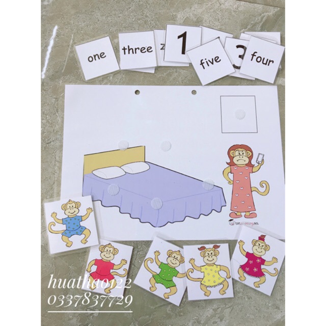 HỌC LIỆU CHO BÉ - chơi cùng bài hát Five little monkey