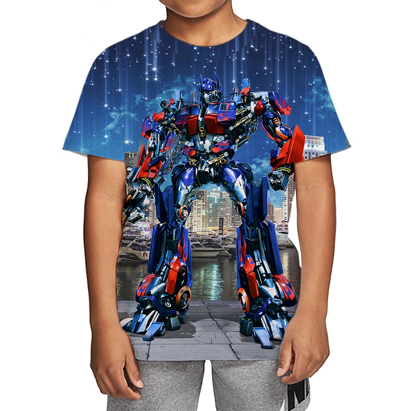Áo Thun In Hình Transformers Optimus Prime Dành Cho Bé Trai 3-13 Tuổi