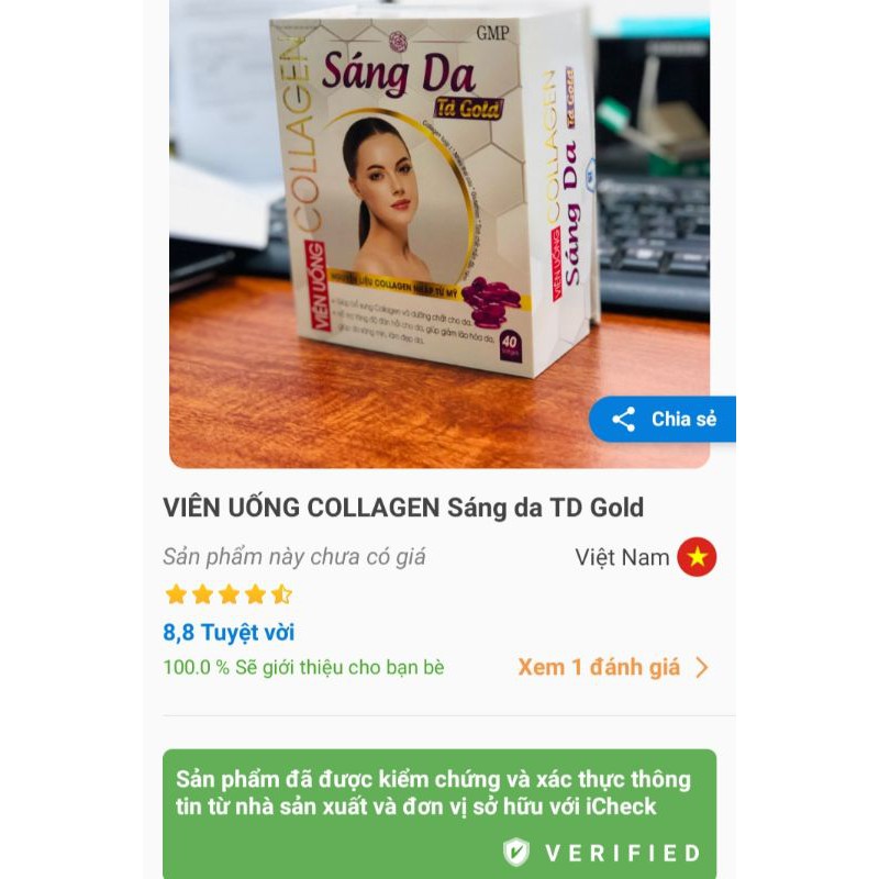 VIÊN UỐNG COLLAGEN SÁNG DA Td Gold.