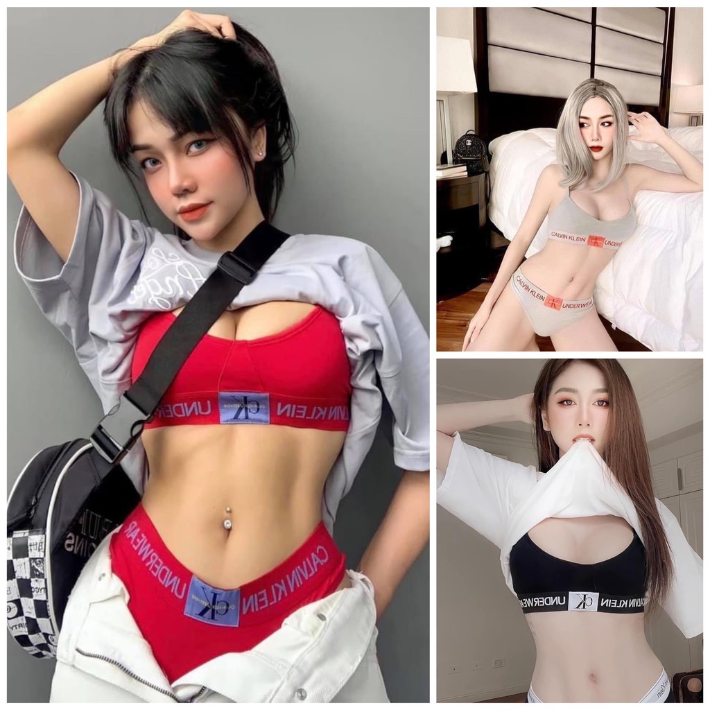 Set đồ lót CK Calvin Klein có mút - ck logo cotton cao cấp có viền chữ | BigBuy360 - bigbuy360.vn