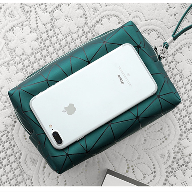 Túi Da PU Đựng Đồ Trang Điểm Họa Tiết Hình Học Chống Thấm Nước