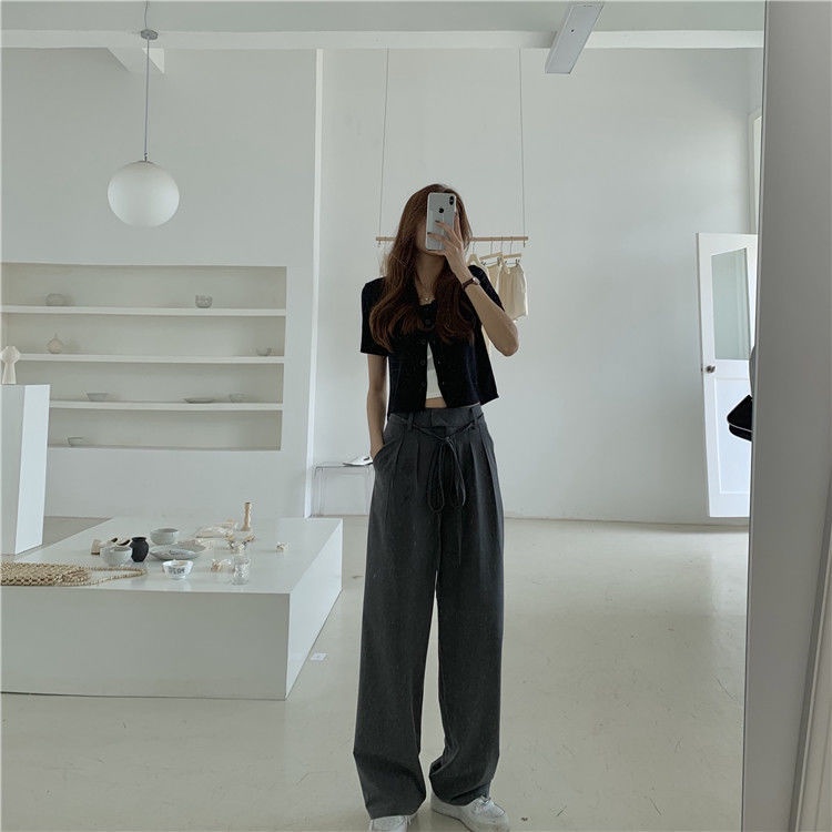 COZOK Quần ống rộng Lưng Cao Thiết Kế Đơn Giản Thời Trang