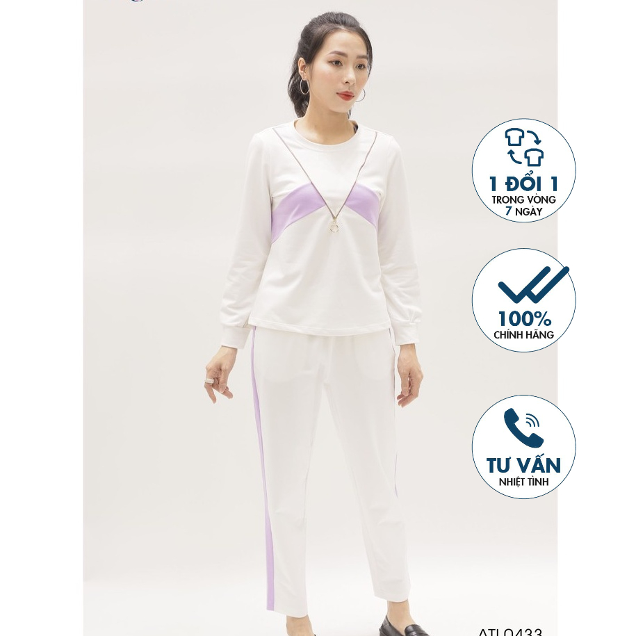 Bộ quần áo thun thể thao Emspo áo cổ tròn phối vải và khóa đồng, đi bộ QL1220 - ATL0433