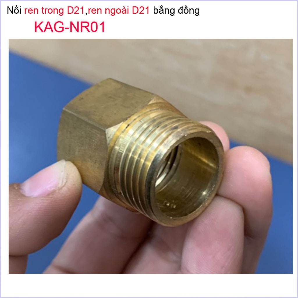 Nối ren trong ren ngoài D21 Nixcor KAG-NR01 đồng, Đầu nối đổi ren - Phụ kiện đổi ren Đồng (cà Rá)