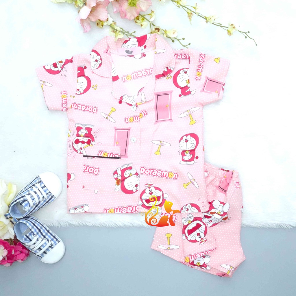 Đồ Mặc Nhà &quot;Chú mèo máy - Bánh rán&quot; Pijama Kate Thái - Cho Bé 8 - 38kg.