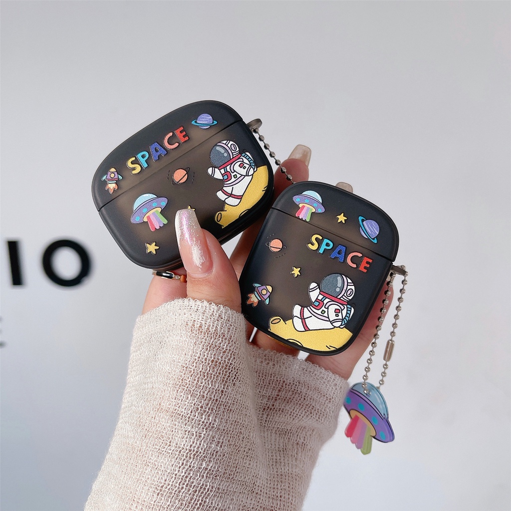 Vỏ Bảo Vệ Hộp Sạc Tai Nghe Bluetooth AirPods 1 2 pro 3 2021 gen3 Bằng Silicon Mềm Trong Suốt Họa Tiết Phi Hành Gia Chống Rơi