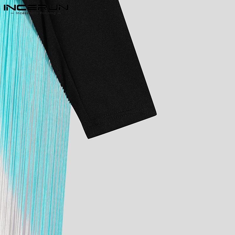 Áo croptop INCERUN tay dài phối tua rua nhiều màu sắc thời trang cho nam