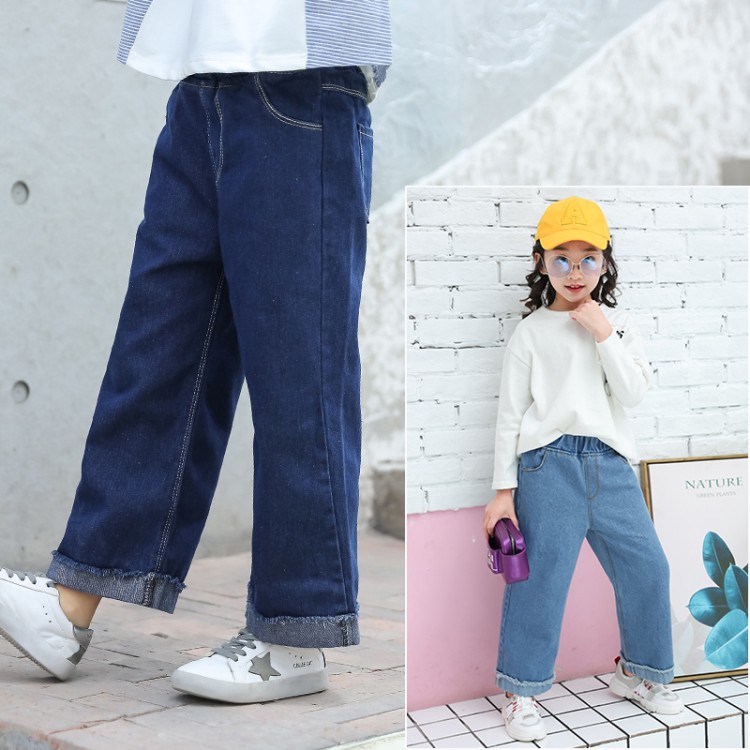 Quần jeans ống loe phong cách Hàn Quốc thời trang dành cho bé gái