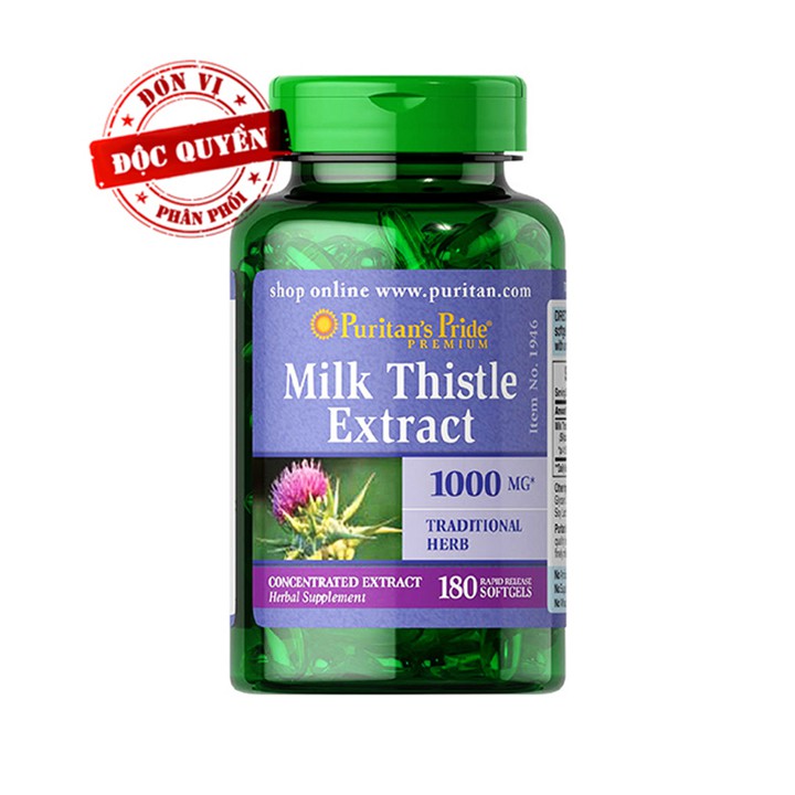 Viên uống bổ gan, làm mát gan, giải độc gan, tăng cường chức năng gan  Milk Thistle Extract 1000mg 180 viên