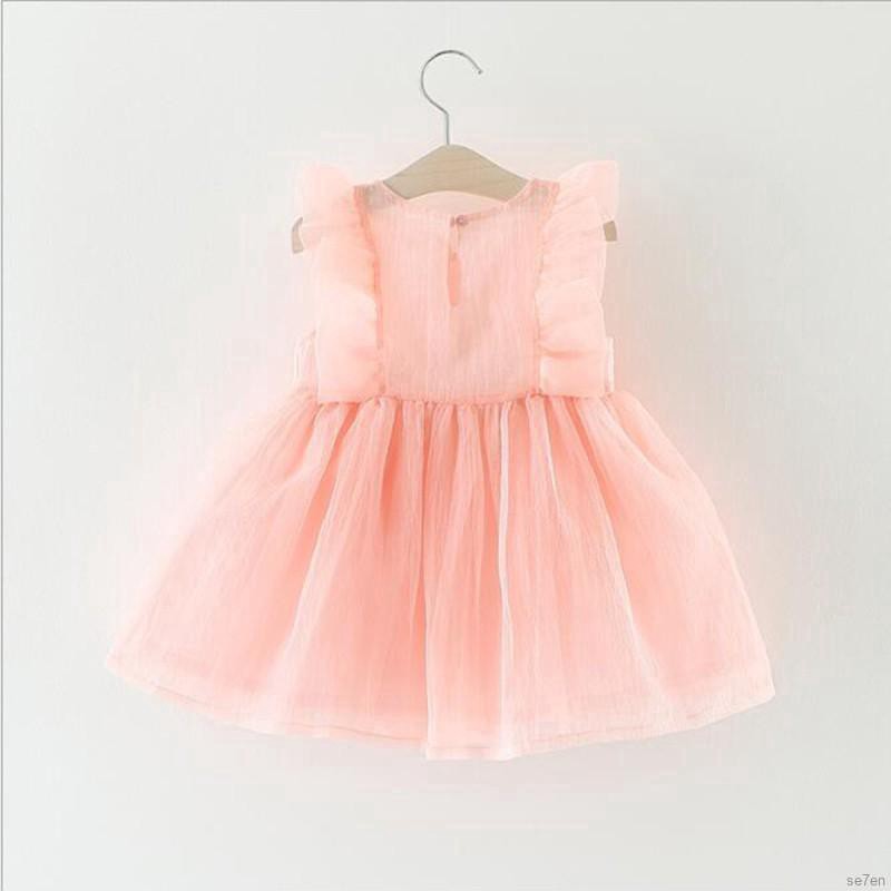 Đầm xòe công chúa đính nơ đáng yêu cho bé gái