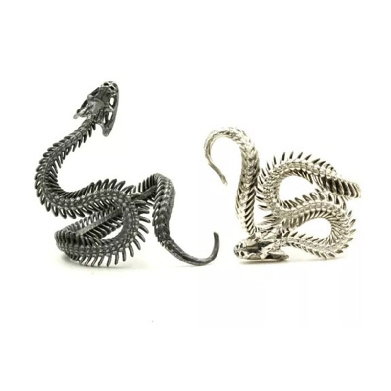 San * Nhẫn Hình Xương Rắn Kết Hợp Có Thể Điều Chỉnh Thời Trang Cổ Điển Cho Cặp Đôi