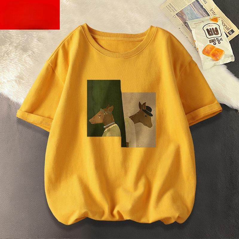 Áo Thun Cotton Tay Ngắn Dáng Rộng In Hình Tranh Sơn Dầu Thời Trang Cho Nam