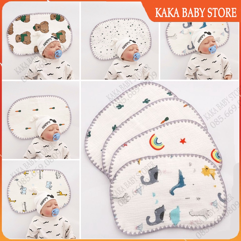 Gối xô cho bé sơ sinh, gối xô nhăn cotton 10 lớp thấm hút mồ hôi cực tốt, mềm mịn thoáng mát hàng cao cấp (25*40cm)