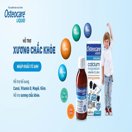 Canxi nước Osteocare Original Liquid, Anh (200ml) bổ sung canxi và d3 cho bé 3 tuổi đến 10 tuổi, người lớn và bà bầu