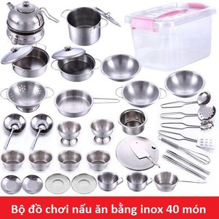 ĐỒ CHƠI NẤU ĂN INOX 40 CHI TIẾT CHO BÉ YÊU- SHOP MẸ SÓI