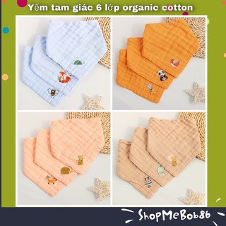 Yếm tam giác 6 lớp muslin organic cotton mềm mịn cho bé 6m-4Y