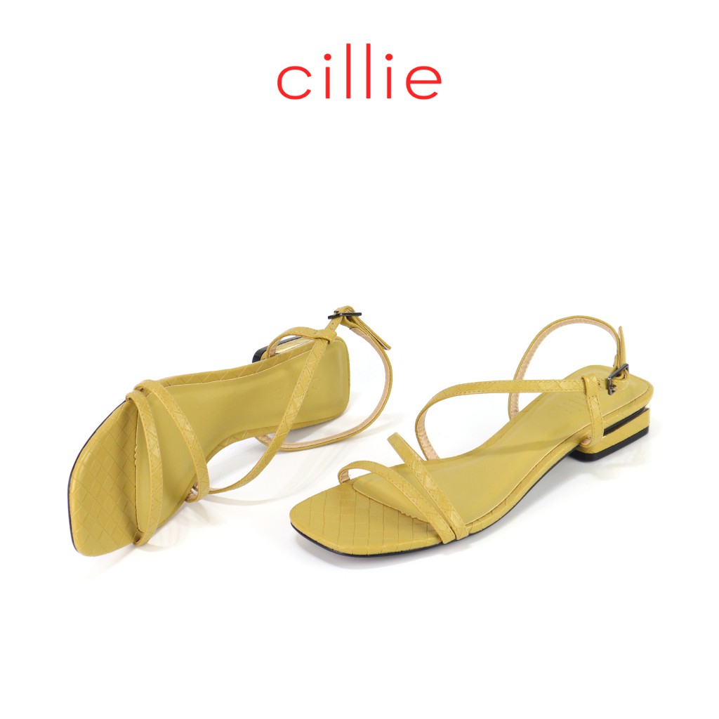 Giày sandal nữ mũi vuông quai dây thời trang du lịch đi chơi với màu pastel mới nhất gót phủ bạc cao 2cm Cillie 1160