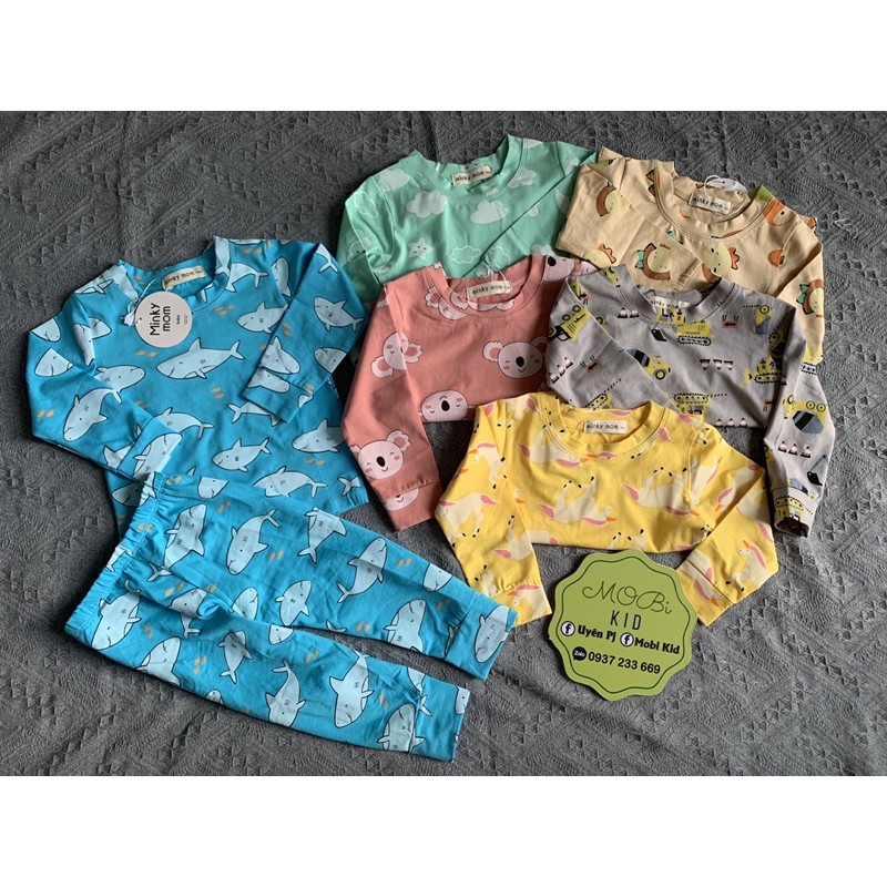 BỘ DÀI TAY MINKYMOM COTTON LẠNH IN HOẠ TIẾT [ baby shark -pony-xe]