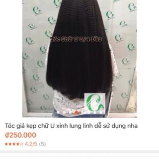 tóc giả kẹp u  thẳng cúp nâu đen của khách