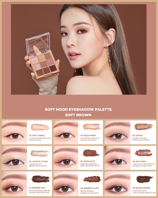 Bảng Phấn Mắt 9 Màu #Soft Brown - Peach C Soft Mood Eyeshadow Palette