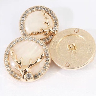 10 cái / lốc Nút Quần áo Opal siêu đẹp Thiết kế Giáng sinh Elk Nút vàng Rhinestone Nút áo khoác lông thú sang trọng của phụ nữ