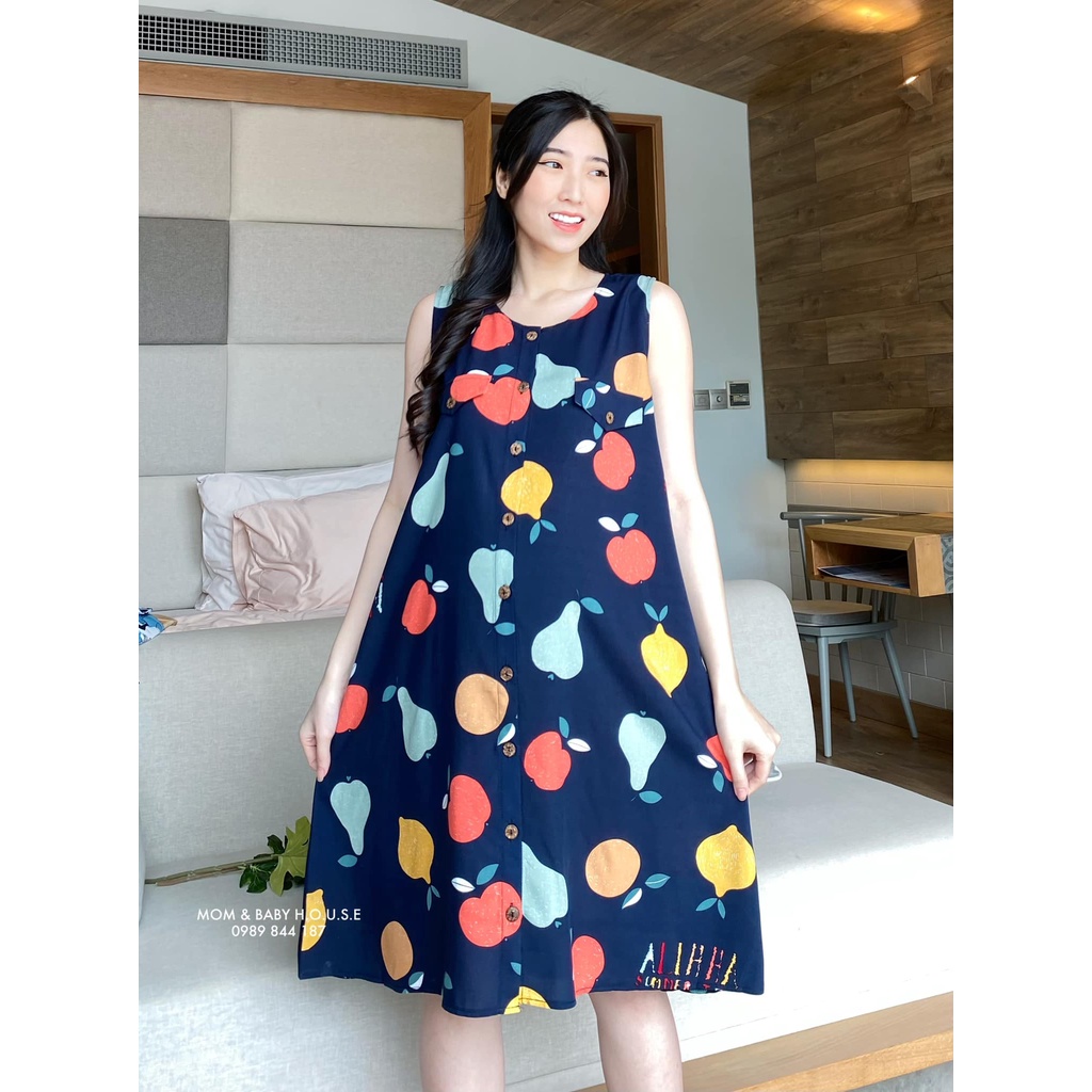 EVERMOM | Đầm bầu tôn 2 da thái sát nách mặc nhà siêu mát ( Mua 3 cái giảm giá )