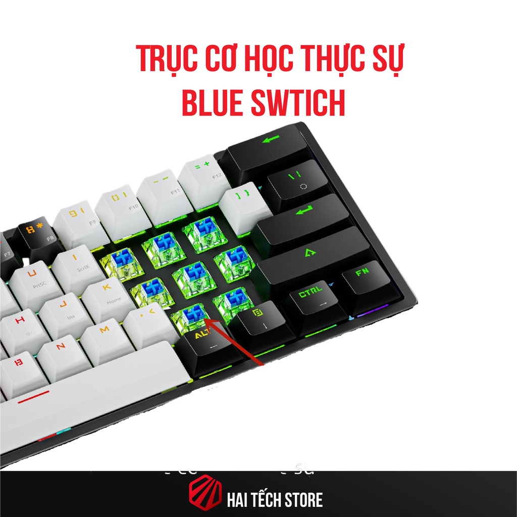 Bàn phím cơ LEAVEN K620 PRO 61 phím, rbg led, blue switch, red switch, bàn phím máy tính