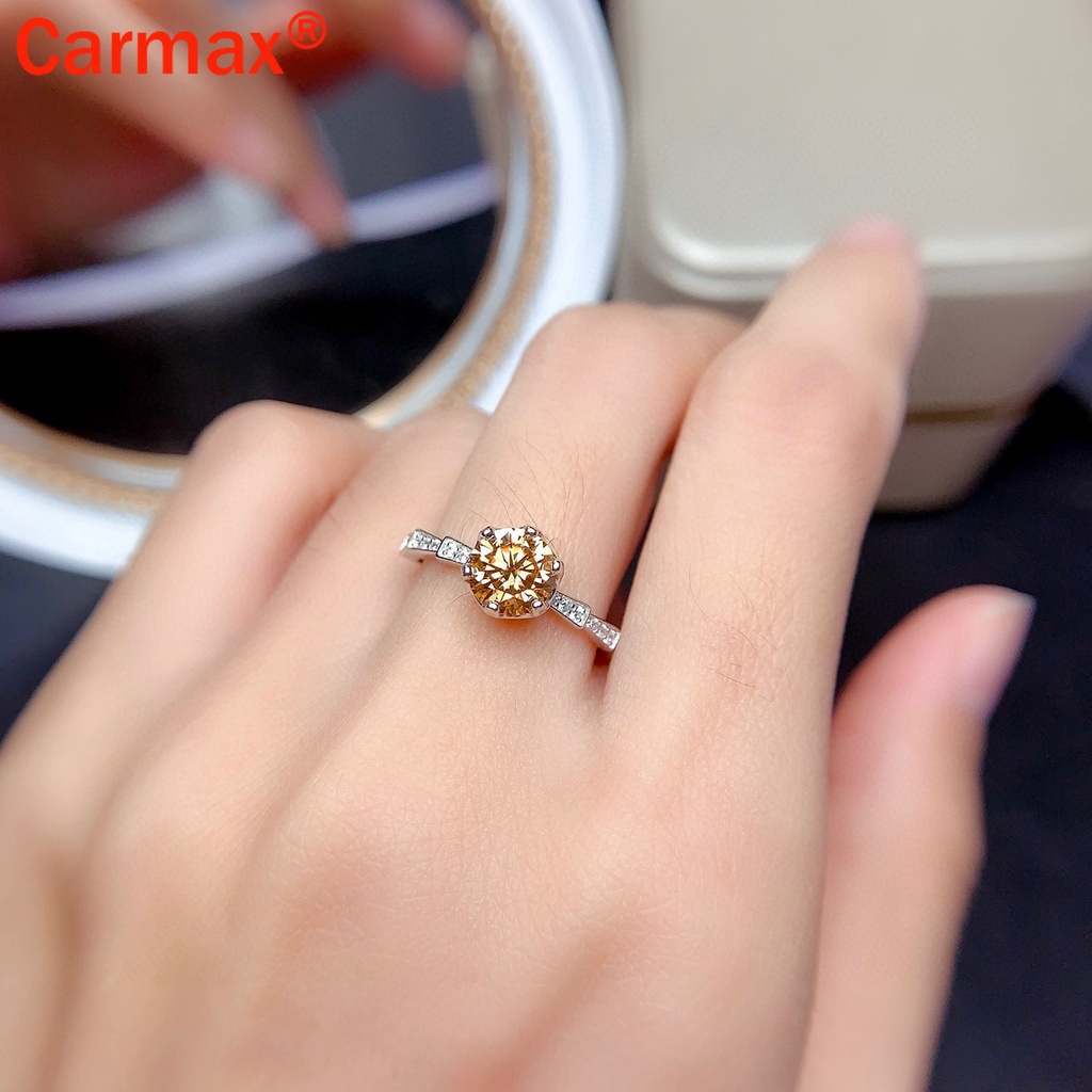 Nhẫn hở phong cách moissanite đơn giản thời trang