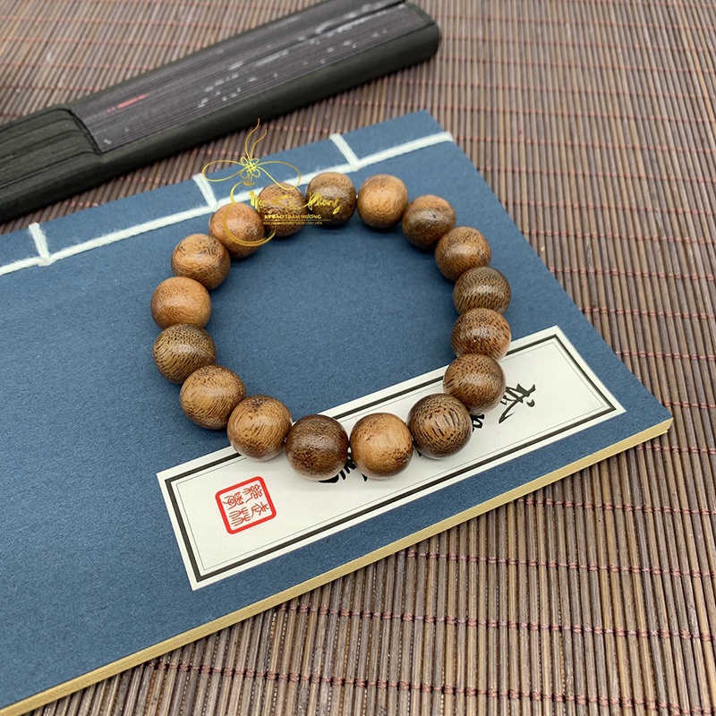 Size 12mm 17 Hạt Vòng Trầm Hương Đơn Cho Nam Màu M01 Nâu Sẫm Tự Nhiên MỘC KỲ PHONG Bảo Hành Trọn Đời