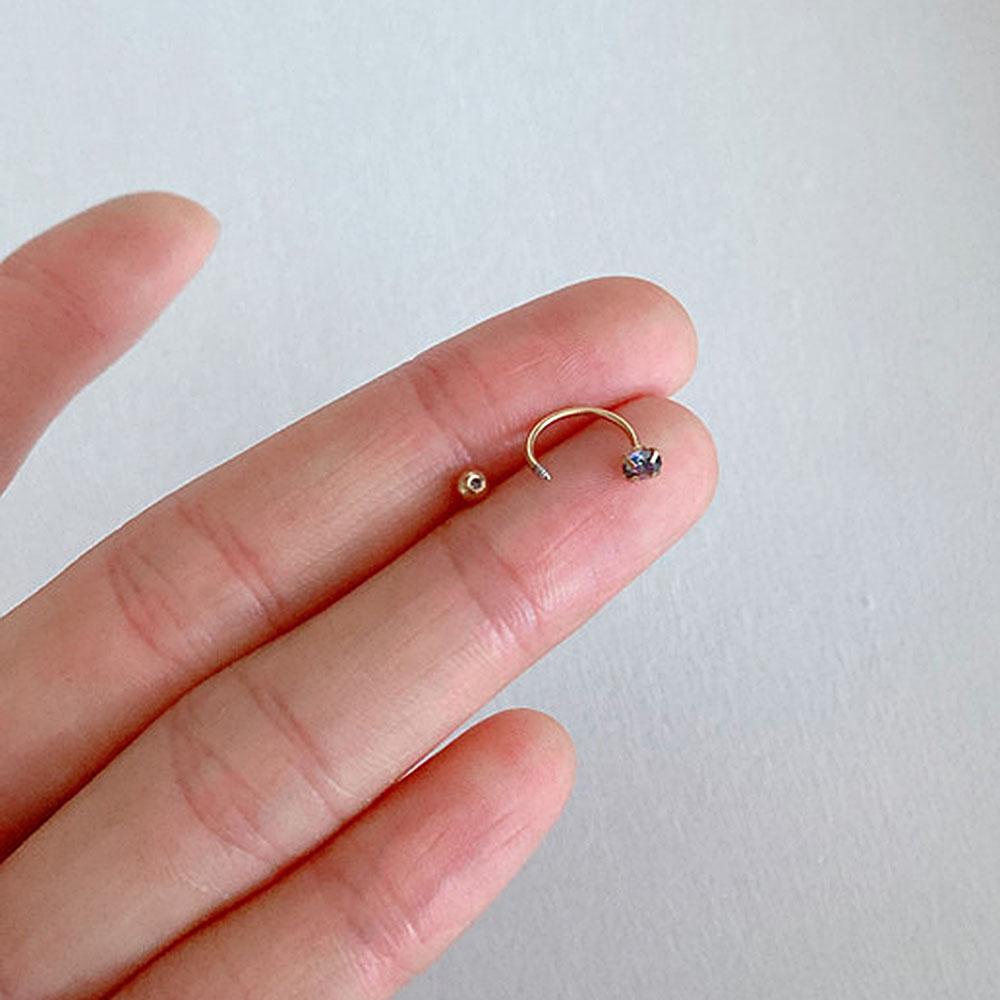 DARON Khuyên Mũi Hình Chữ C Bằng Thép Không Gỉ 6mm / 8mm