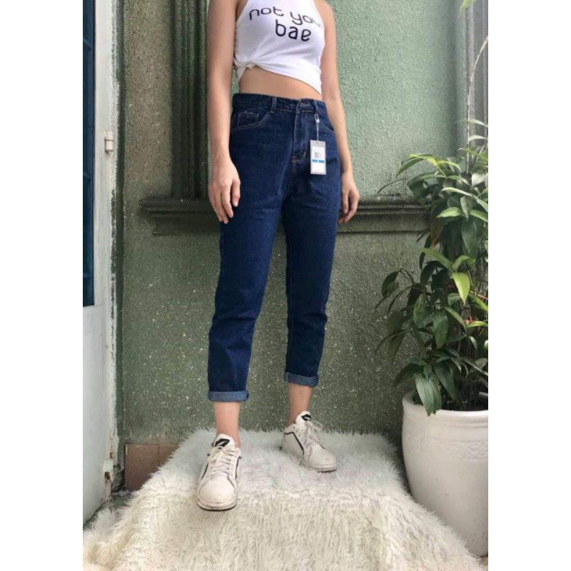 BAGGY JEAN XANH ĐẬM TRƠN /RÁCH BIGSIZE LƯNG CAO