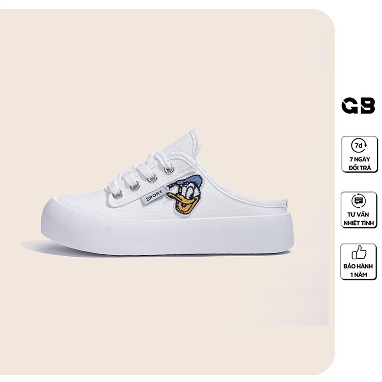 Giày Sục Thể Thao Nữ Giày BOM Sneaker Lười Độn Đế Hở Gót Dáng Bánh Mì Ulzzang Hàn Quốc Màu 2 Đen Trắng giayBOM B1356