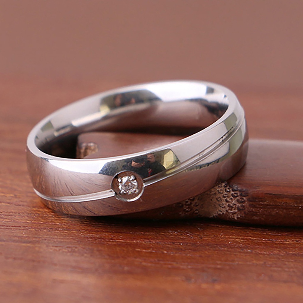 Nhẫn titan đính đá đơn giản (Size 6-11)