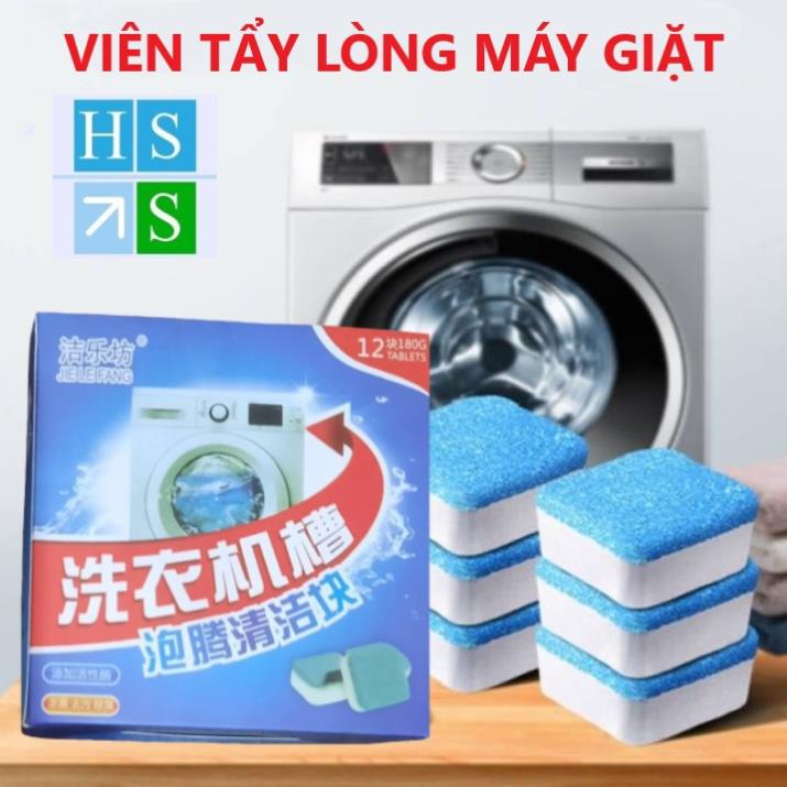 Hộp 12 Viên tẩy vệ sinh lồng Máy Giặt sủi sạch vi khuẩn tẩy sạch cặn bẩn lồng giặt - HS Shop Thủ Đức