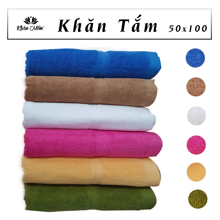 Khăn Tắm Cao Cấp 50x100cm Khăn Mềm 100% Cotton, Dày Dặn Mềm Mịn, Không Ra Màu, Không Sổ Lông, Thấm Hút Nước Tốt