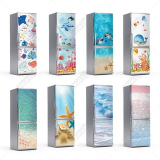 Decal chuyên dụng dán tủ lạnh máy lạnh máy giặt họa tiết biển và cá siêu bền đủ kích thước nhiều mẫu mã DTL-A04