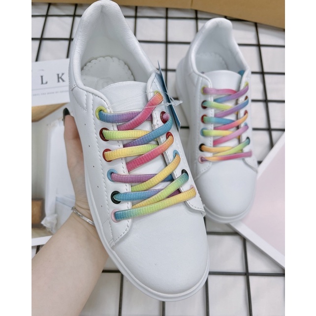 [CHÍNH HÃNG] GIÀY THỂ THAO DOMBA RAINBOW DÂY 7 MÀU GÓT DA TRẮNG - DOMBA HIGH POINT RAINBOW H-9120 - FULLBOX CÓ SẴN