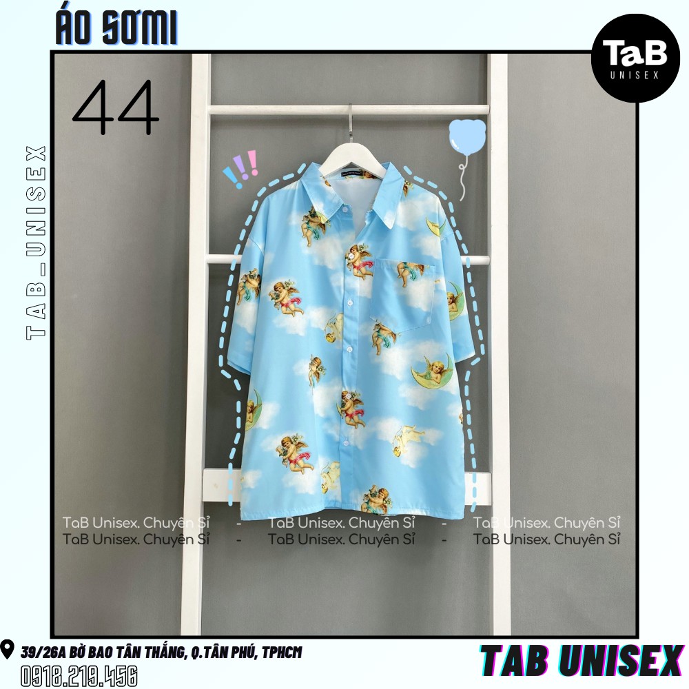 Áo Sơ mi unisex họa tiết form rộng V2  - TAB UNISEX